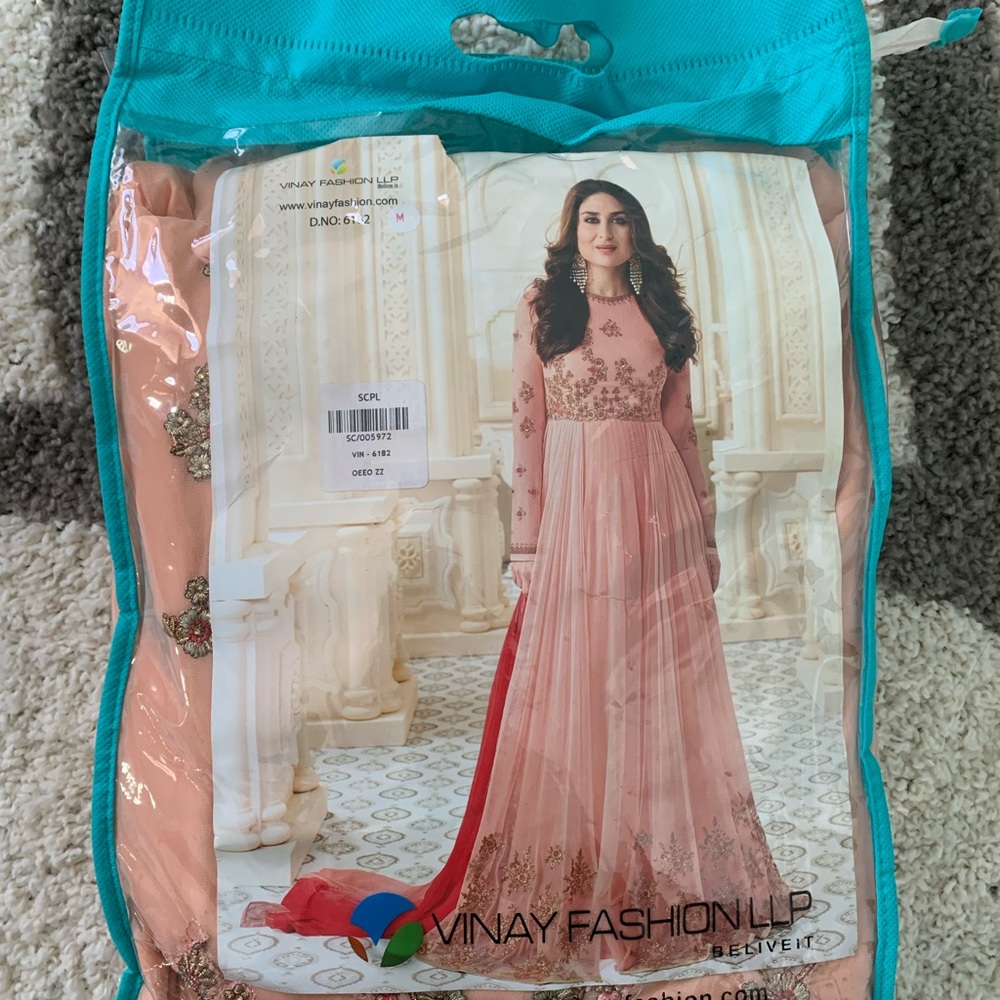 Indian Pakistani Anarkali Gown Semi stitched fabric Salwar Kameez Dress